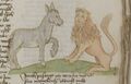 Löwe, Esel und Wölfe (MS 653, 180r)