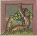 Fuchs und Hahn (MS Egerton 1121, 63v)